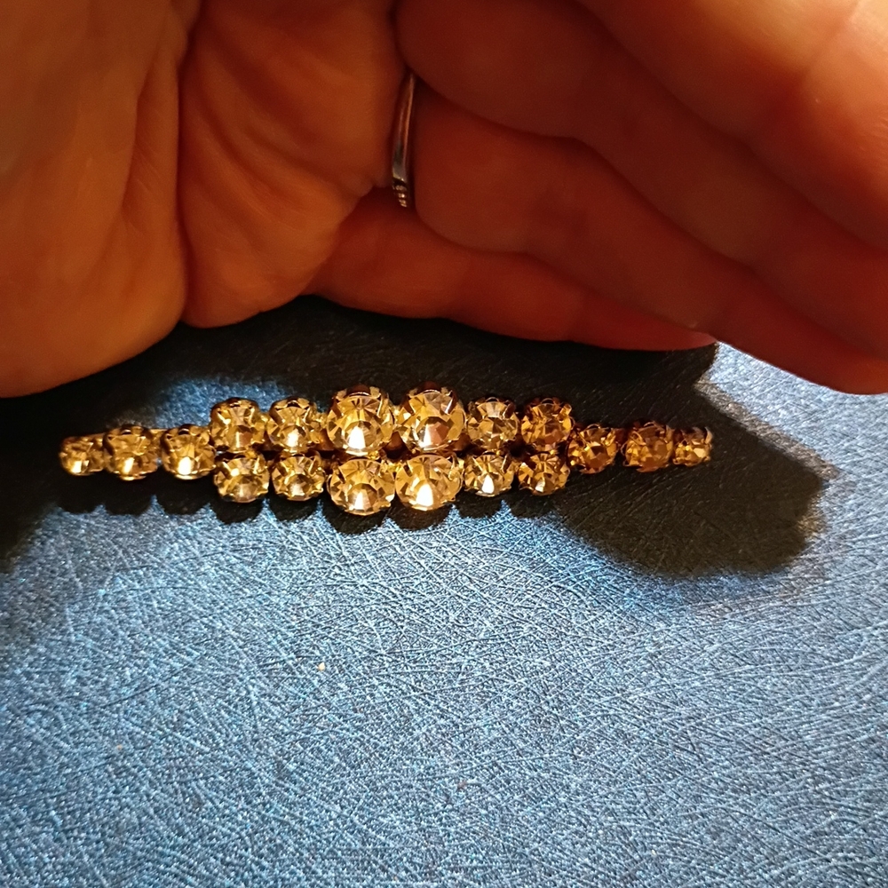 Vintage White Rhinestone Brooch 3 Inches